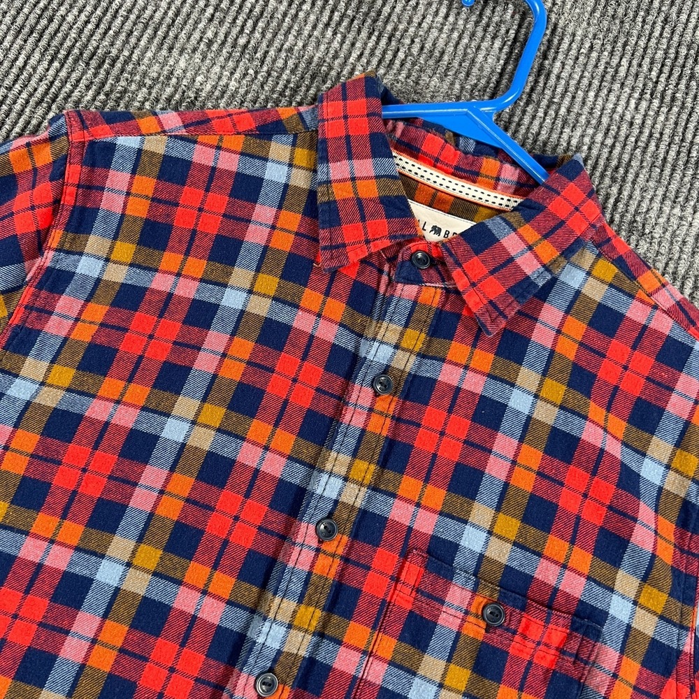 The Normal Brand Shirt Mens Medium‎ Red Blue Plaid Long Sleeve Button Up Casual